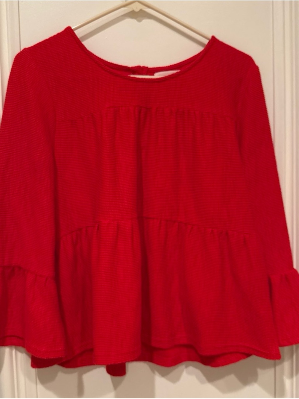 MELLODAY Red Tiered Ruffle Tunic